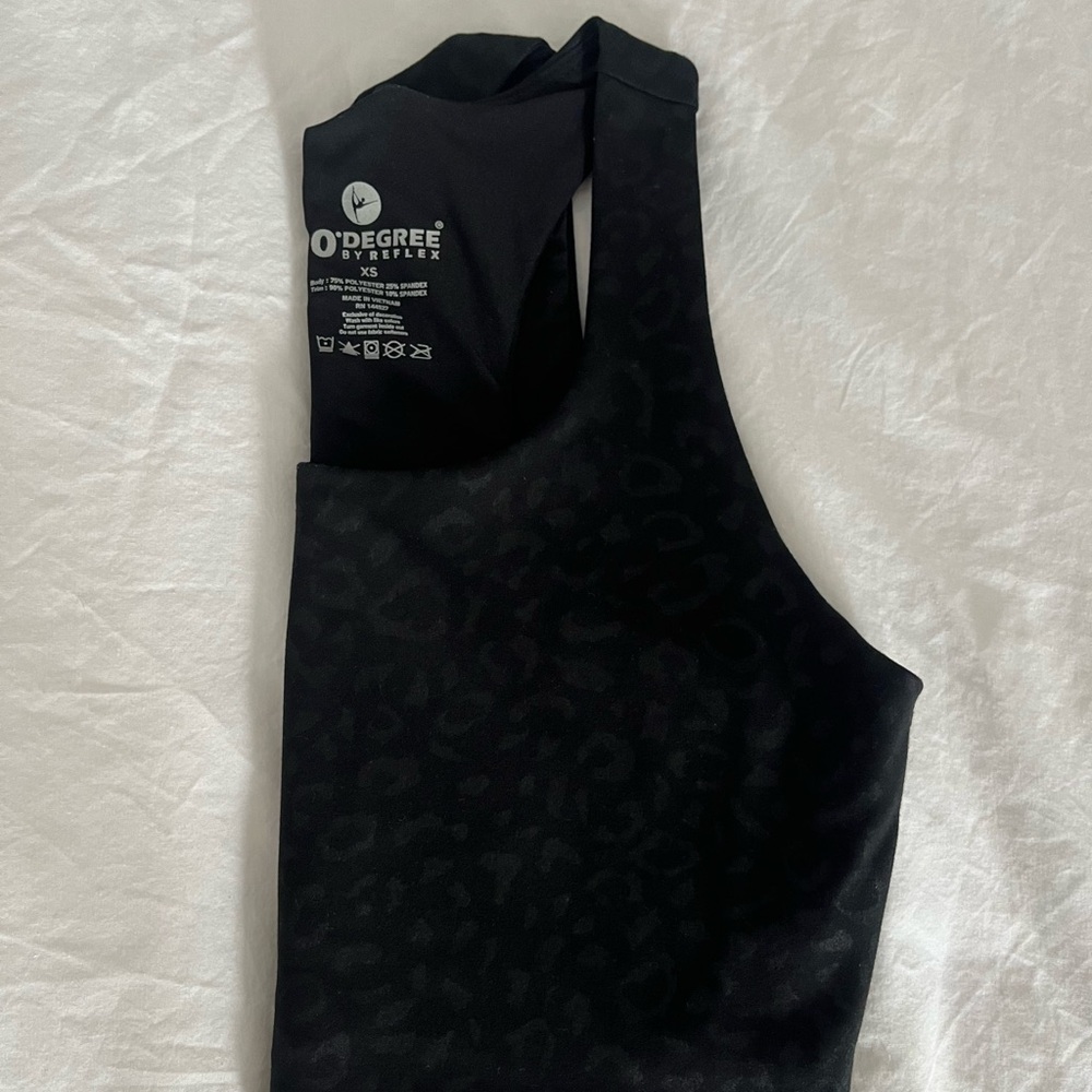 90 Degree by Reflex Wonerlink Black Leopard Print Racerback Sports Bra - Picture 10 of 13